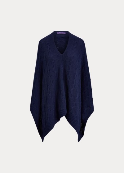 Poncho Ralph Lauren Mujer Azul Marino - Cable-Knit Cashmere - ZBNRL8297